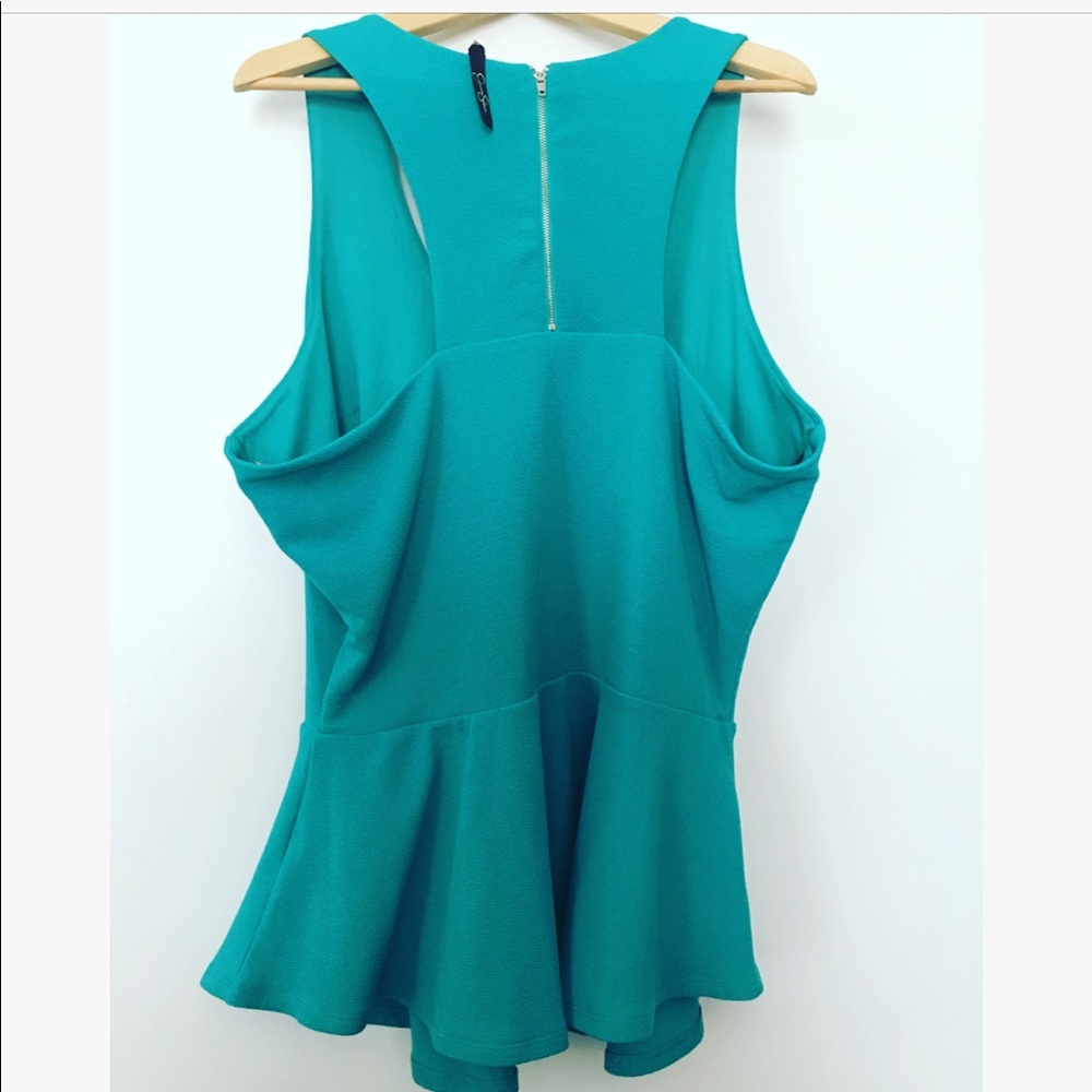 Printer scoop neck peplum top - Picture 3 of 5